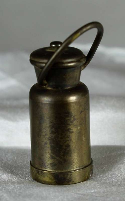 Miniature brass lidded vessel
