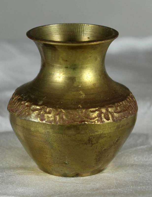 Miniature brass bulbous vase
