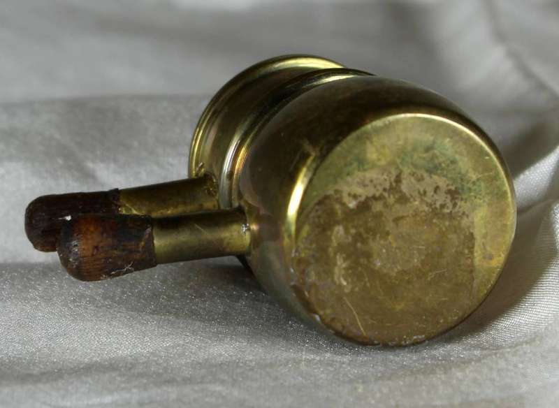 Miniature brass pair of stacked pots