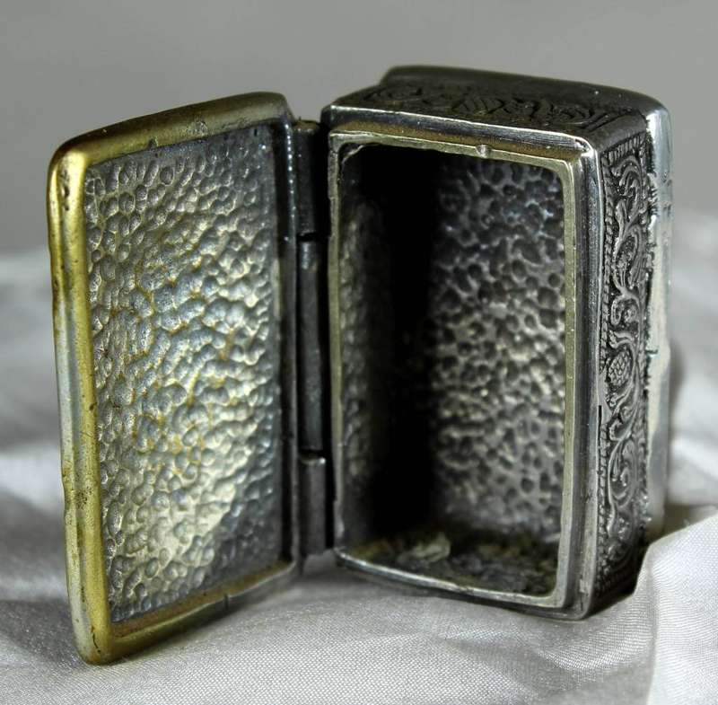 Embossed Miniature Metal Pill Box - Bid Now!!!