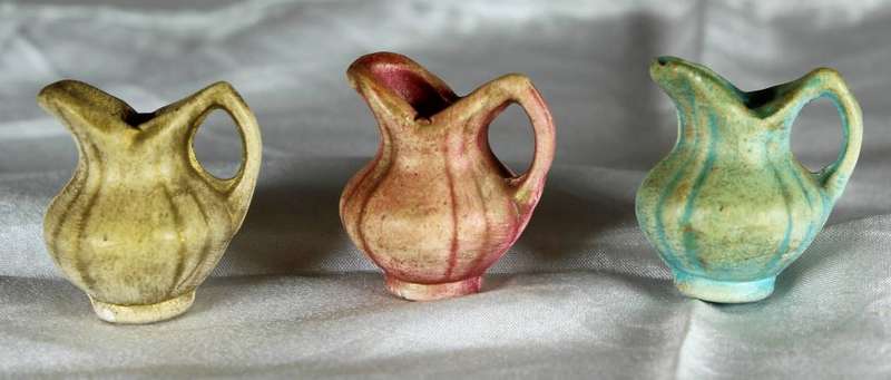 Miniature porcelain - trio of pitchers