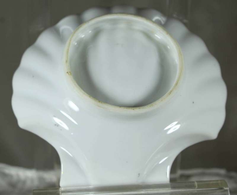 Small white shell trinket bowl with painted flowers