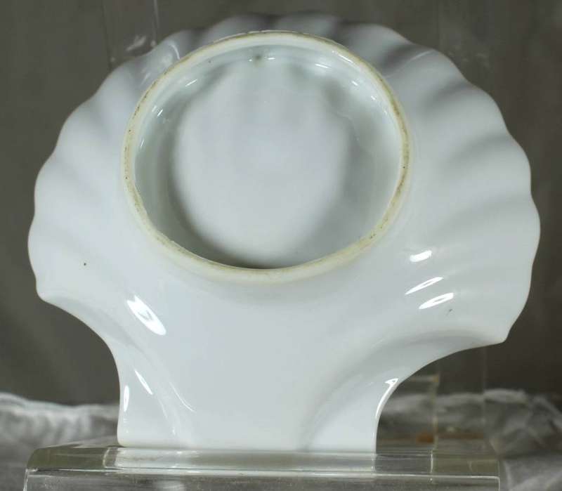 Small white shell trinket bowl with painted flowers