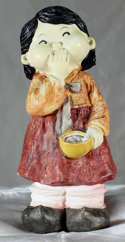 Vintage koreart - little girl with hand in front of her mouth