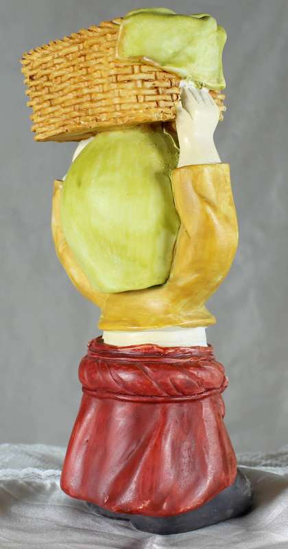 Vintage koreart - girl with basket on her head