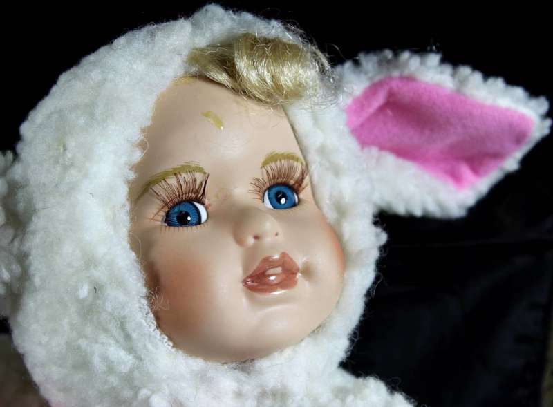 J Misa - porcelain baby doll in lamb costume