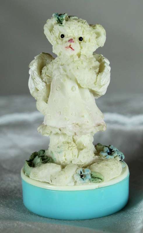 Miniature white plastic angel bear girl