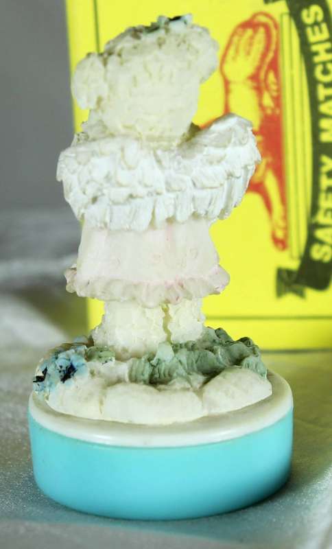 Miniature white plastic angel bear girl