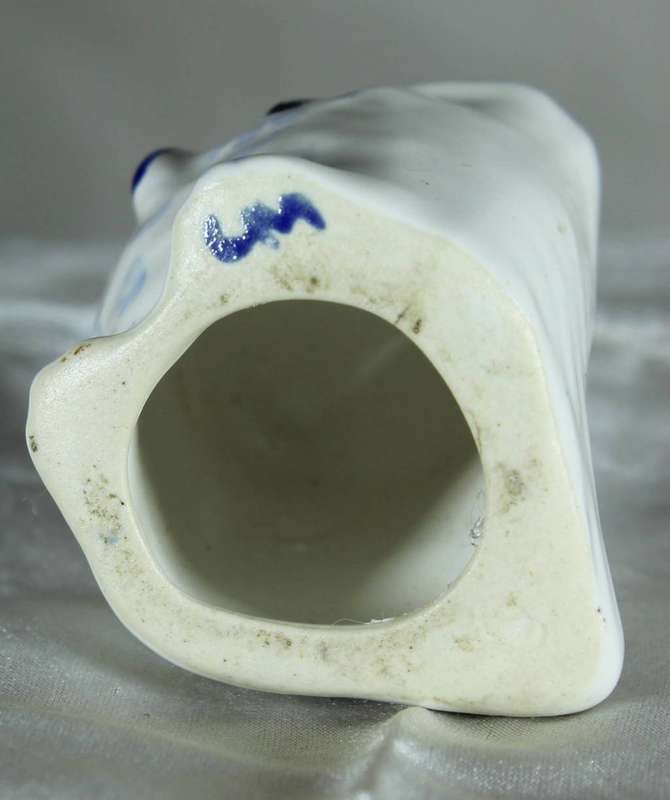 White and blue hand painted square owl