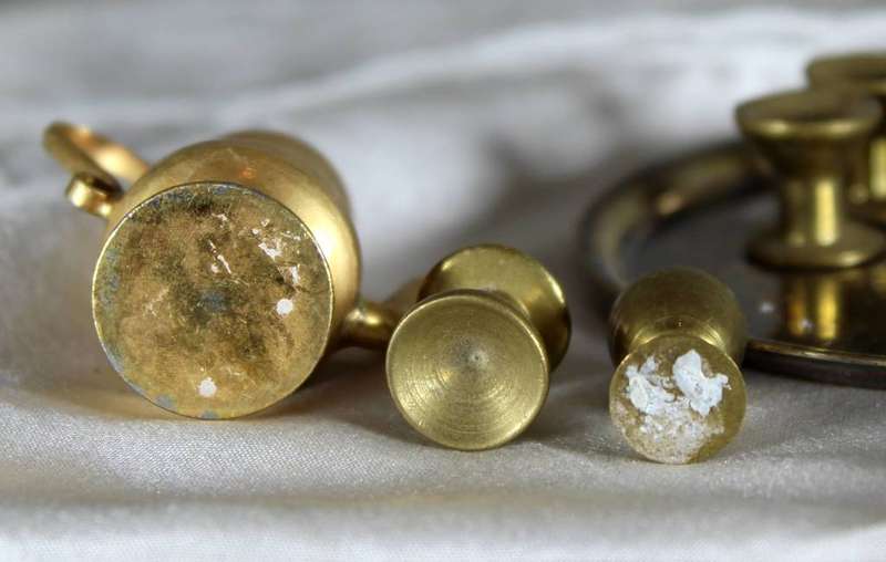 Miniature brass mixed set on round tray