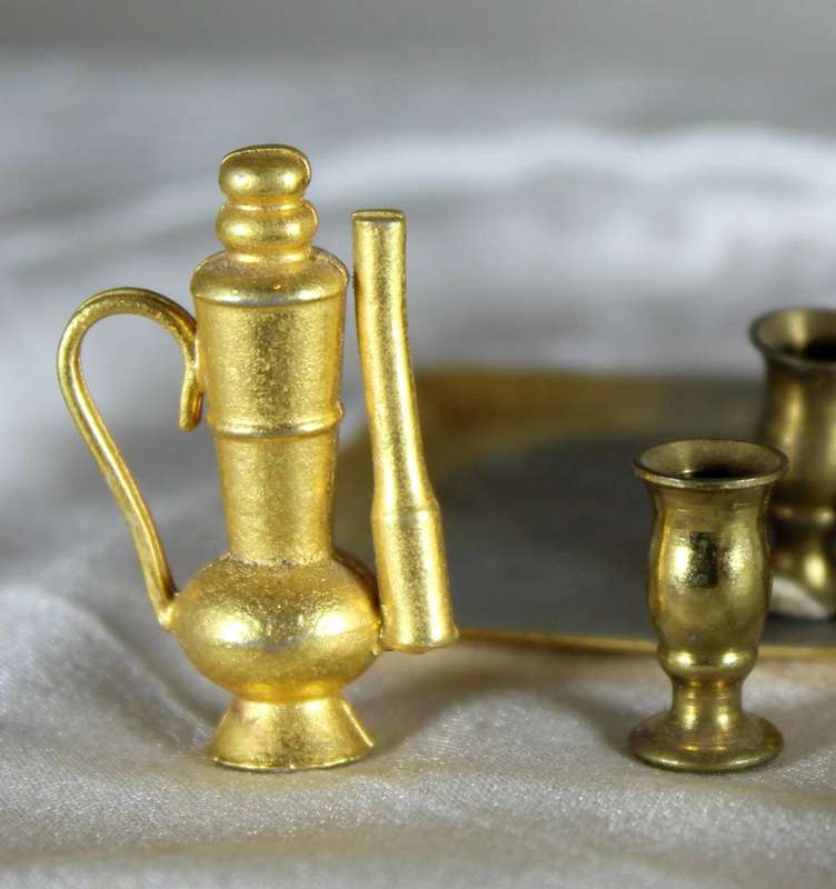 Miniature brass mixed set on square tray