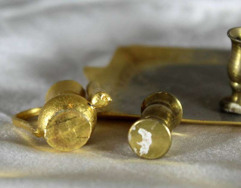 Miniature brass mixed set on square tray