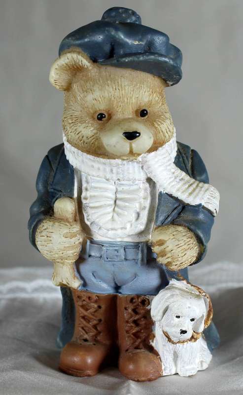 Hand painted cast resin bear & dog