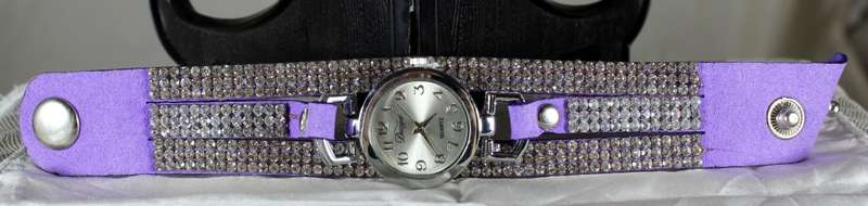 Duoya - silver face - purple and diamante strap