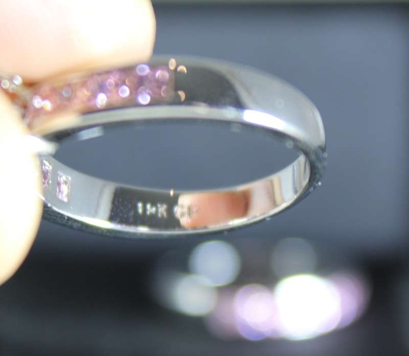 Costume jewellery - wedding ring set - pink diamante