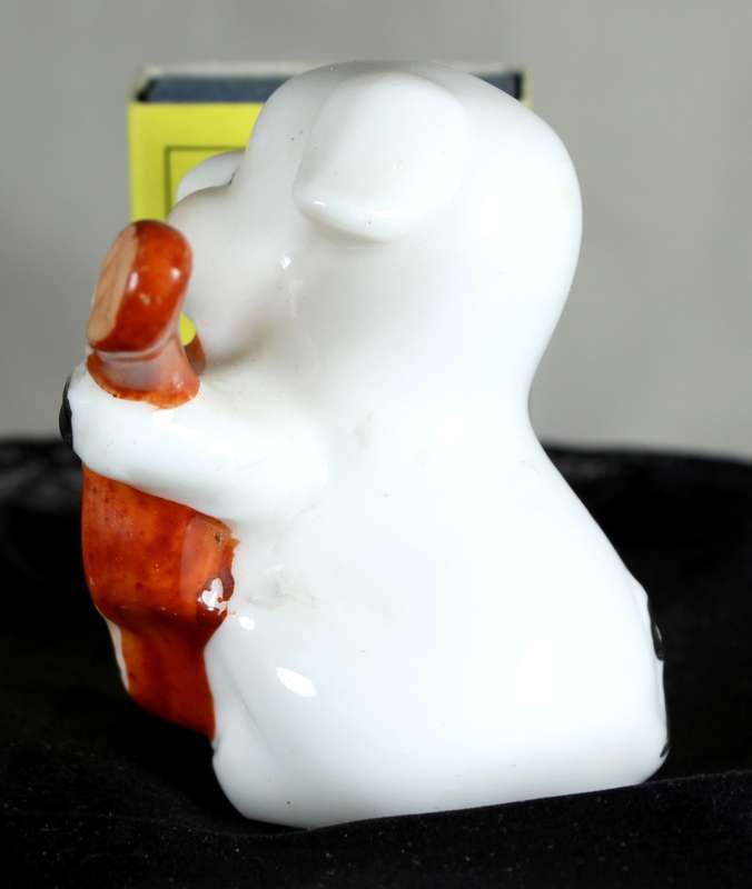 Vintage porcelain miniature musician pig - playing the guitar