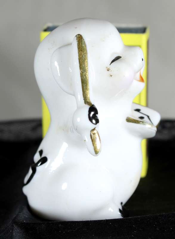 Vintage porcelain miniature musician pig - the conductor