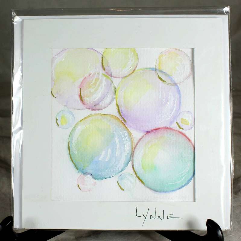 Lynne Jackson - multi-color bubbles - watercolor greeting card