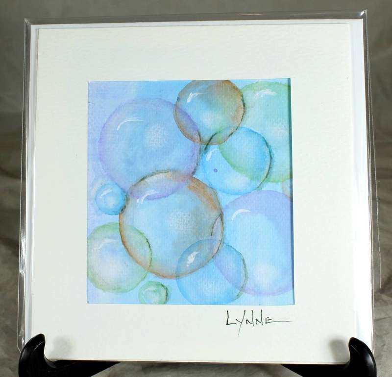 Lynne Jackson - multi-color bubbles - watercolor greeting card