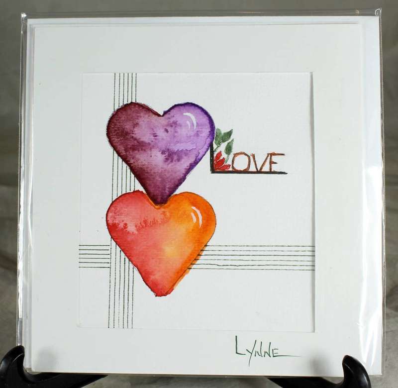 Lynne Jackson - love hearts - watercolor greeting card