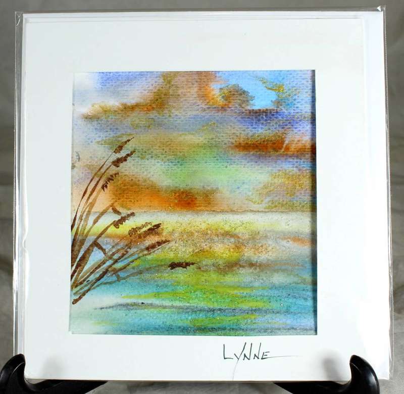 Lynne Jackson - reeds at the lake side - watercolor greeting card