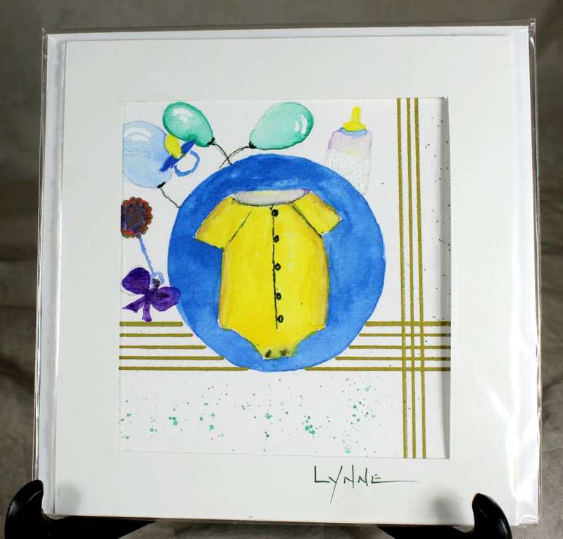 Lynne Jackson - baby goodies - watercolor greeting card