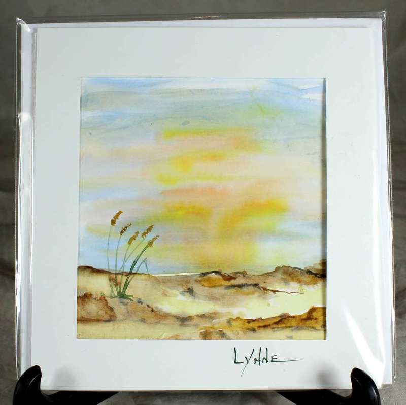 Lynne Jackson - sunset over a landscape - watercolor greeting card