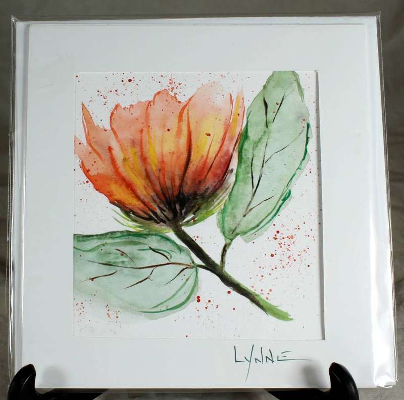 Lynne Jackson - yellow & orange flower - watercolor greeting card