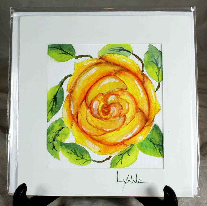 Lynne Jackson - orange & yellow flower - watercolor greeting card