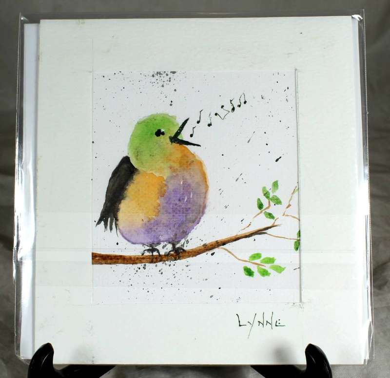 Lynne Jackson - singing bird - watercolor greeting card