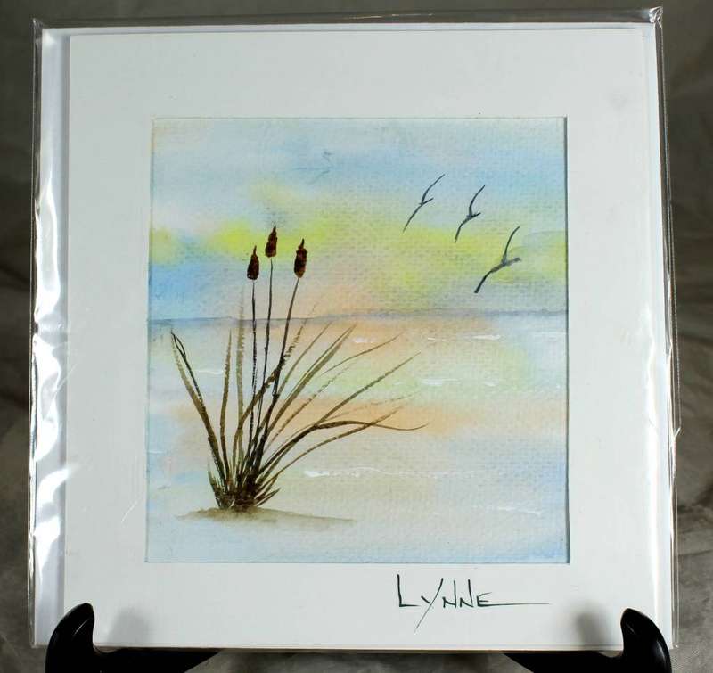 Lynne Jackson - reeds in the lake - watercolor greeting card