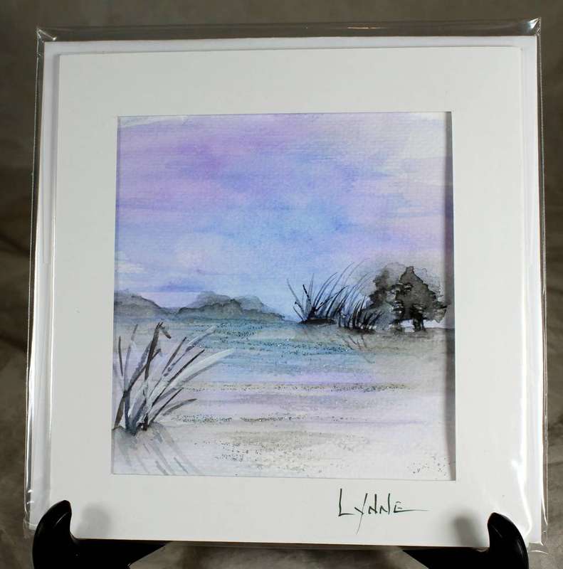 Lynne Jackson - landscape with glitter - watercolor greeting card