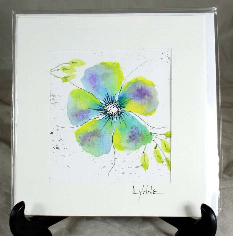 Lynne Jackson - multi-color flower - watercolor greeting card