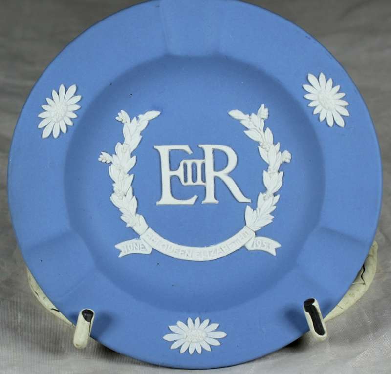 Blue Wedgwood - Jasper Ware - Queen Elizabeth II coronation ashtray