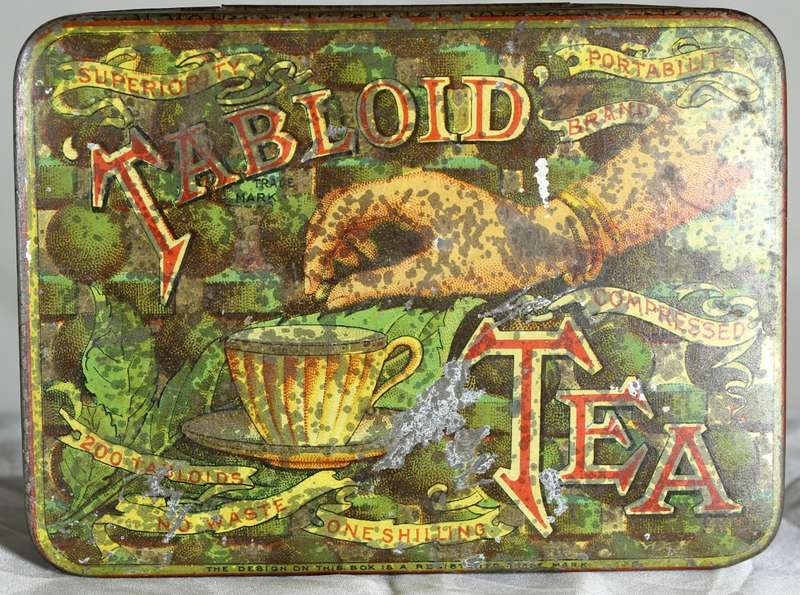 Tabloid Tea - Vintage Tin Container  - Low Price!! - Bid Now!!!