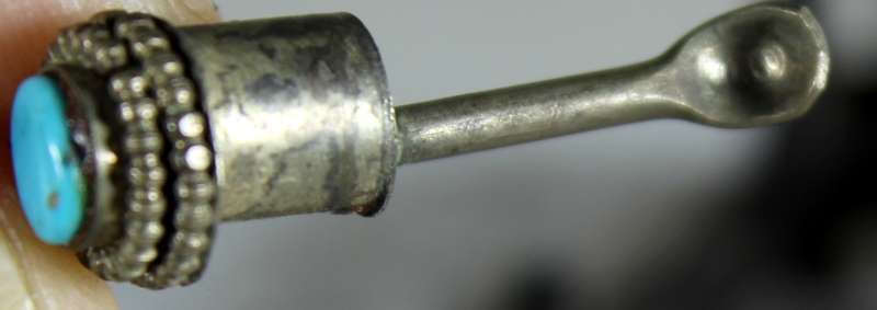 Small Brass Snuff Container with Spoon