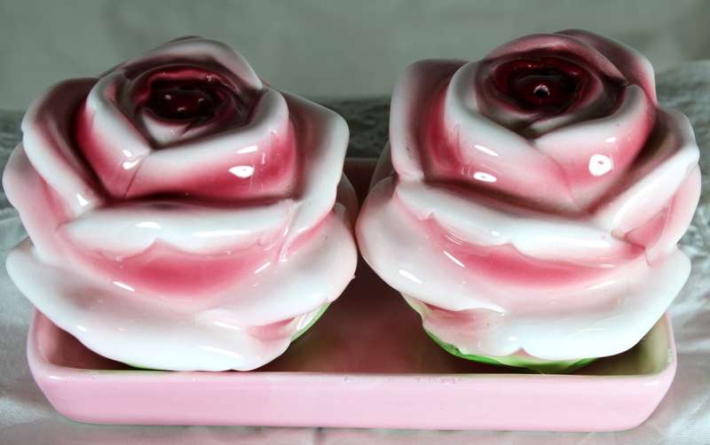 Character  Salt & Pepper Set - Large Pink Roses - Royal Avon