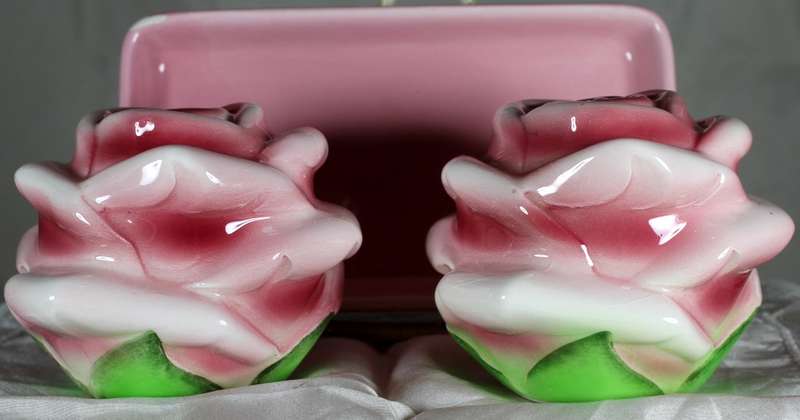 Character  Salt & Pepper Set - Large Pink Roses - Royal Avon