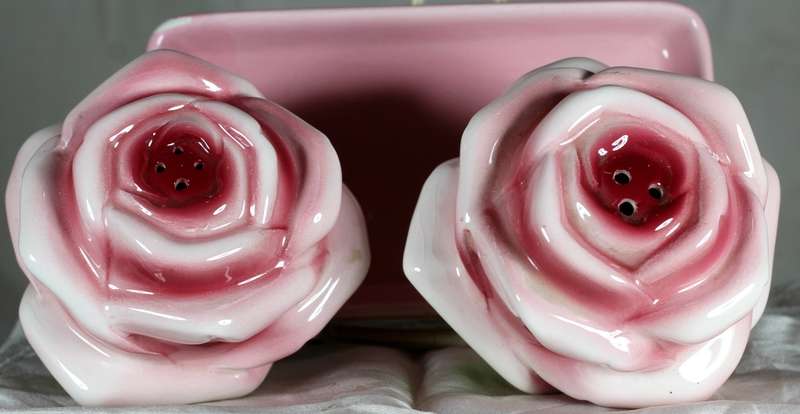 Character  Salt & Pepper Set - Large Pink Roses - Royal Avon