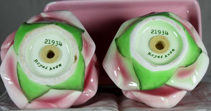 Character  Salt & Pepper Set - Large Pink Roses - Royal Avon