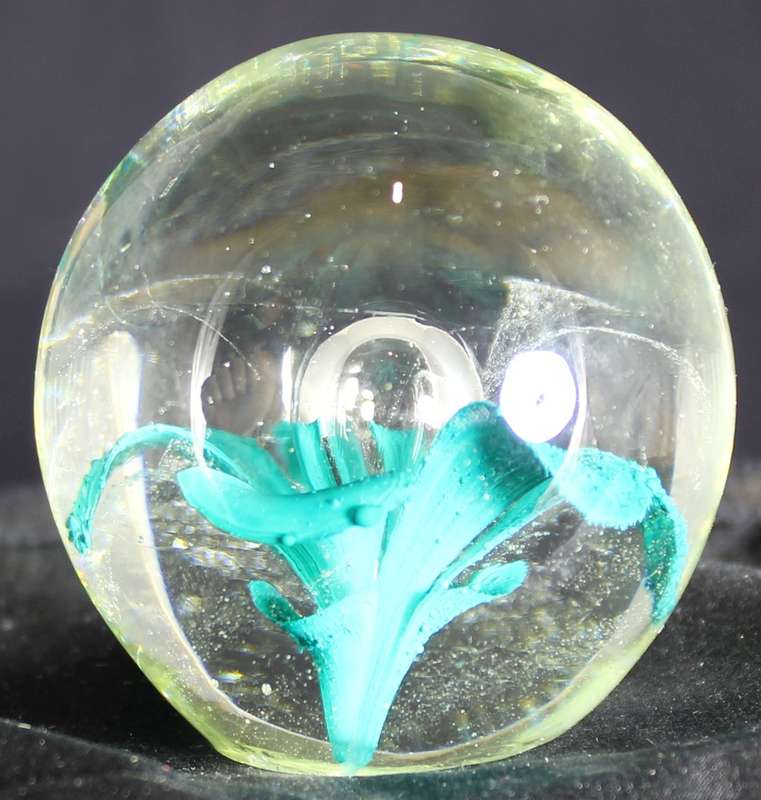 Glass Paperweight with Flower