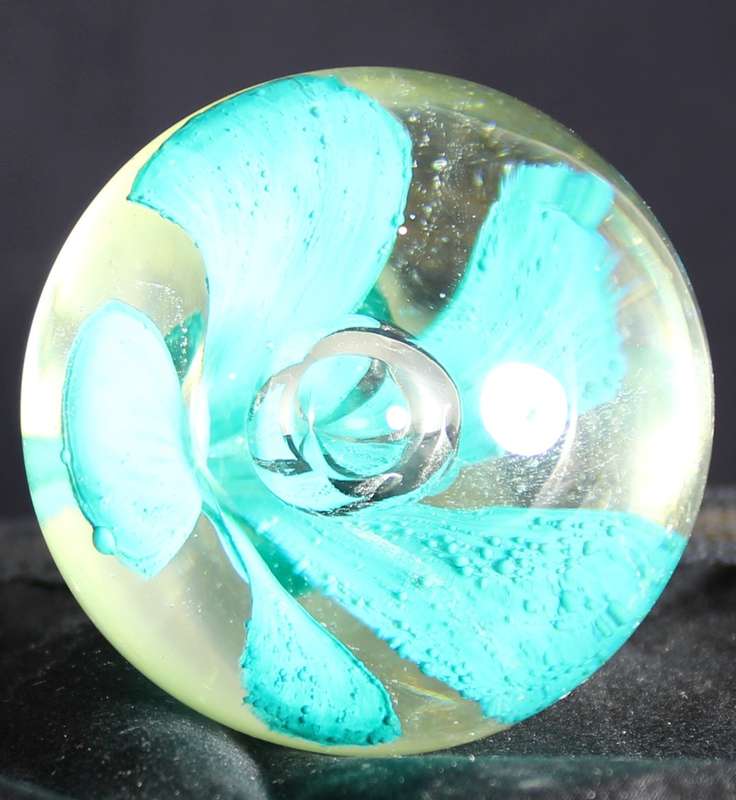 Glass Paperweight with Flower