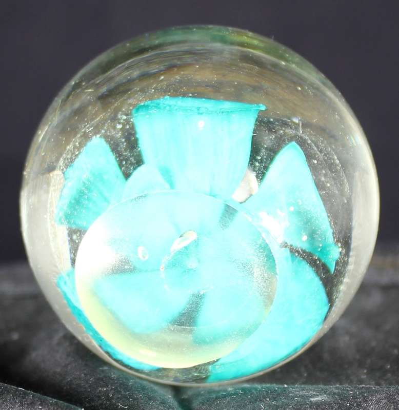 Glass Paperweight with Flower