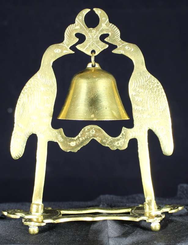 Brass Bell with Birds on a Stand