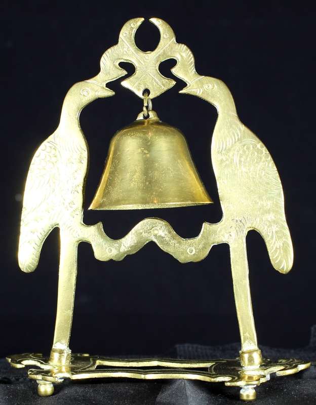 Brass Bell with Birds on a Stand