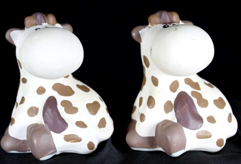 Pair of Small Ceramic Cow Money Boxes