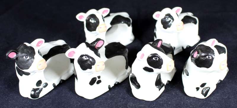 Set of 6 Ceramic Cow Serviette Holders