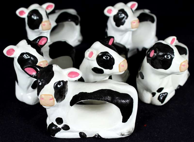 Set of 6 Ceramic Cow Serviette Holders