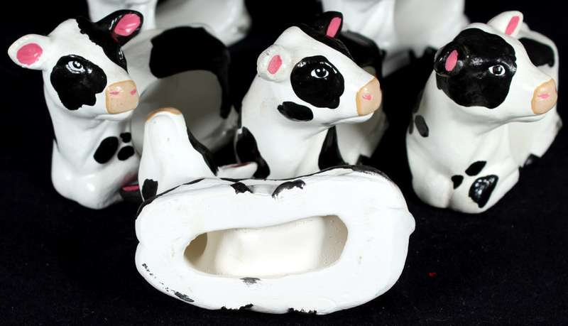 Set of 6 Ceramic Cow Serviette Holders