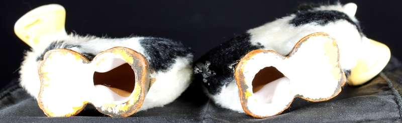 Pair of Ceramic Cows with Wool Coats